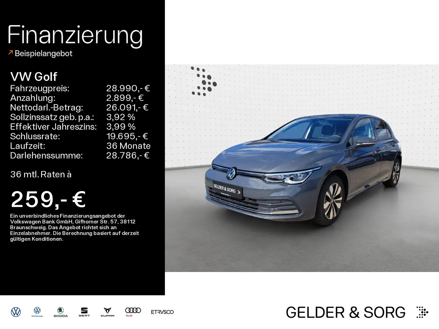 Volkswagen Golf Life 1.0 TSI Stand*Matrix*Navi*ACC*HuD*Pano Grau - 1
