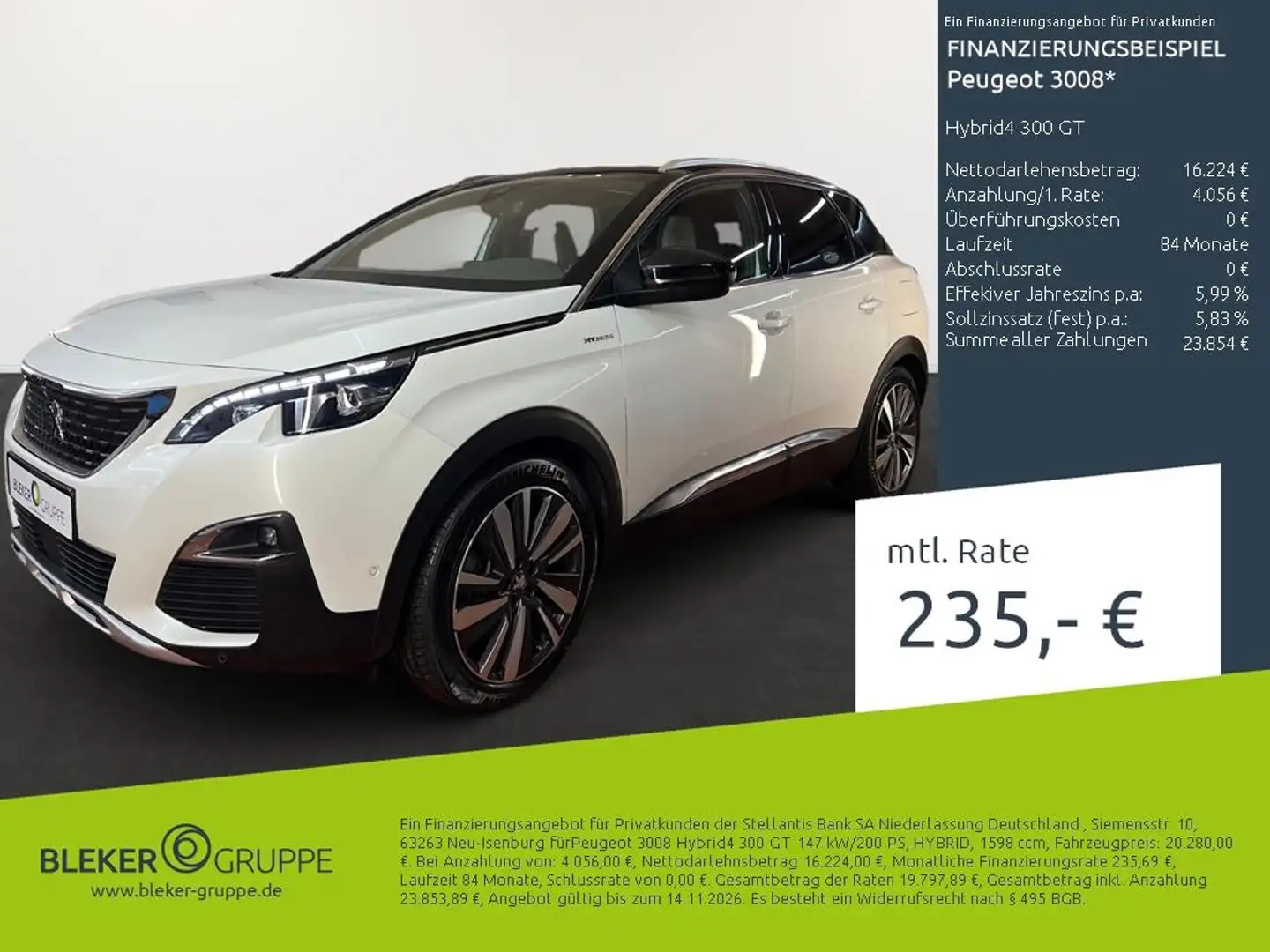 Peugeot 3008 Hybrid4 300 GT Weiß - 1