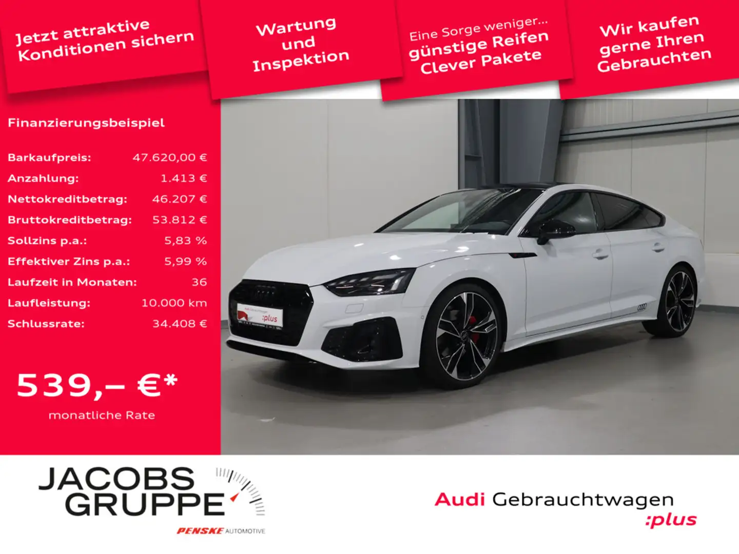 Audi A5 Sportback 40 TFSI S line business Pano*Matrix*AHK * Weiß - 1