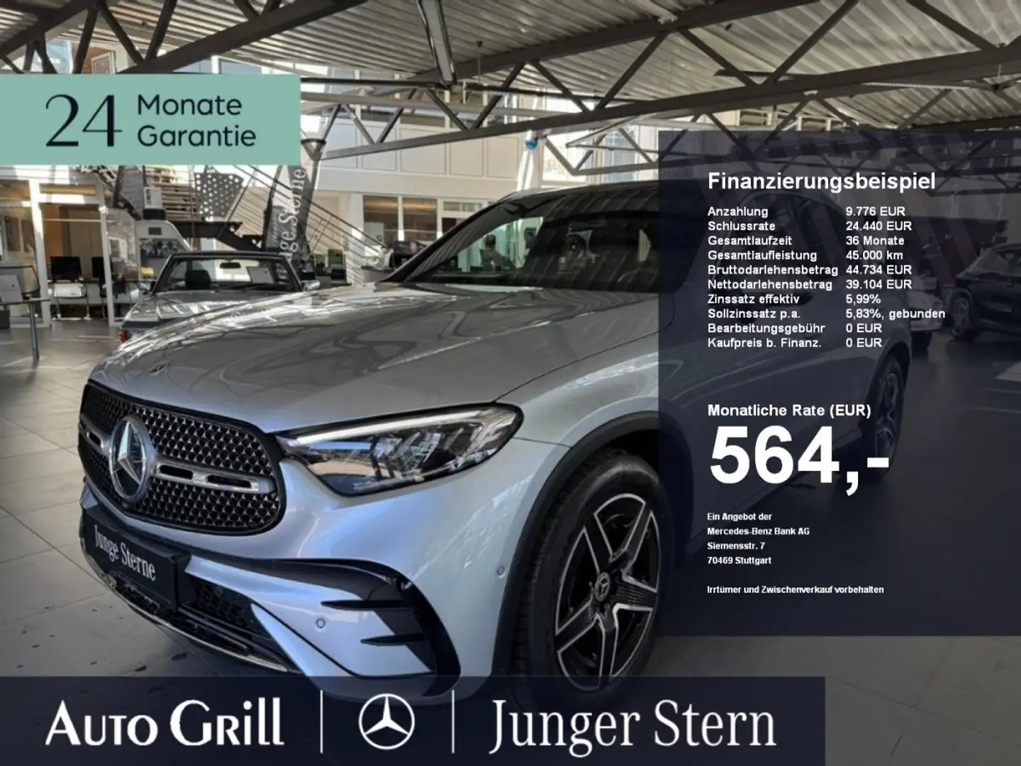 Mercedes-Benz GLC 200 4M AMG Pano AHK Distronic Totw. Lenkhzg Argento - 1