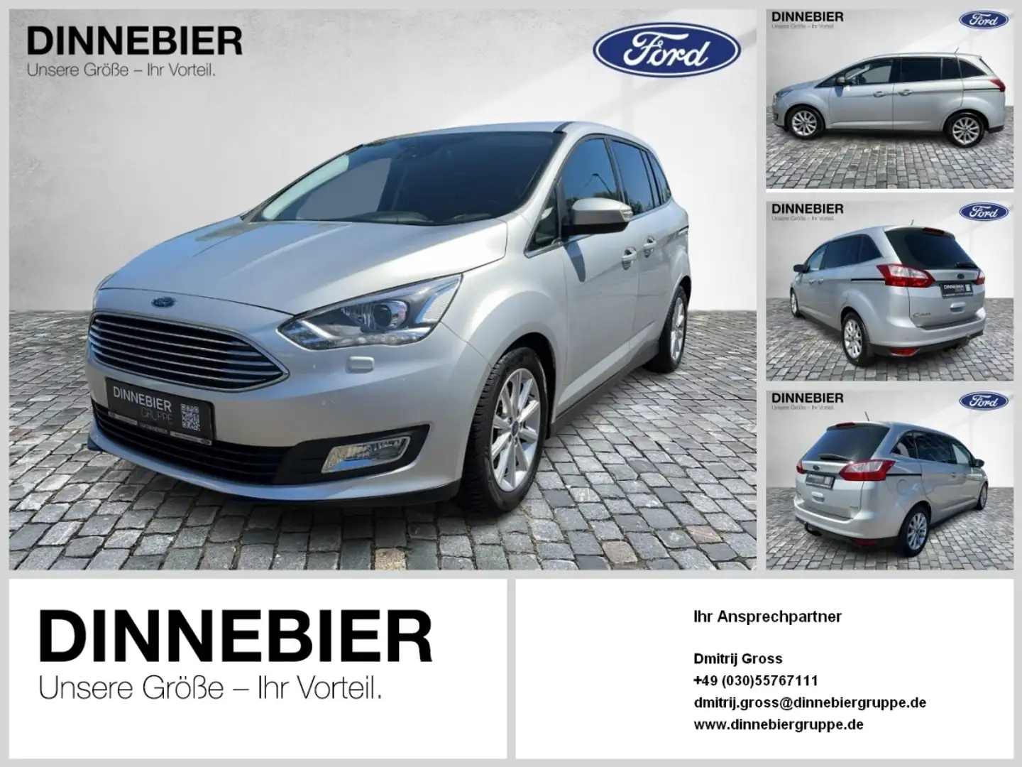 Ford Grand C-Max Titanium NAVI AHK PDC 2xKlima LM Silver - 1