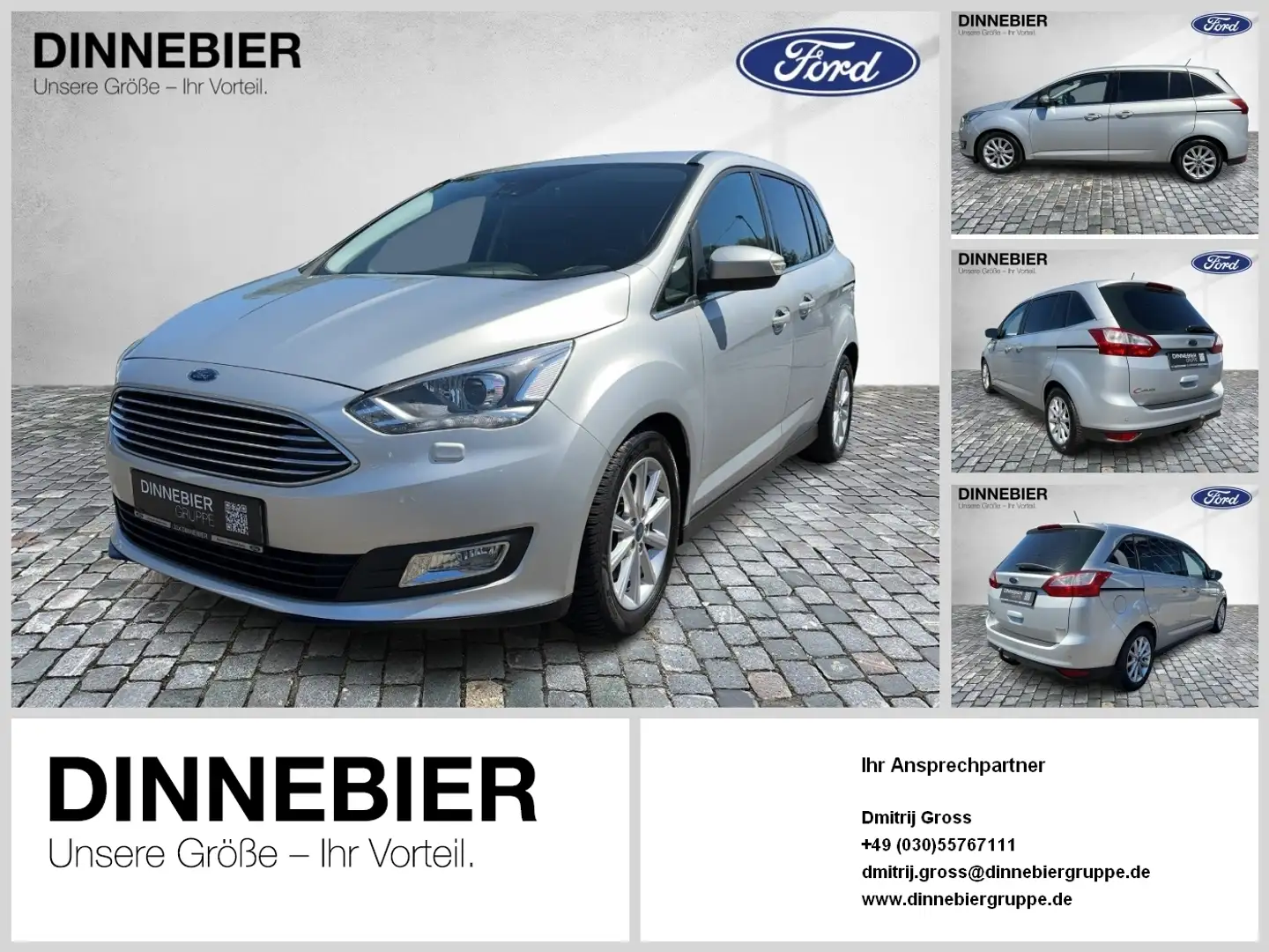 Ford Grand C-Max Titanium NAVI AHK PDC 2xKlima LM Silber - 1