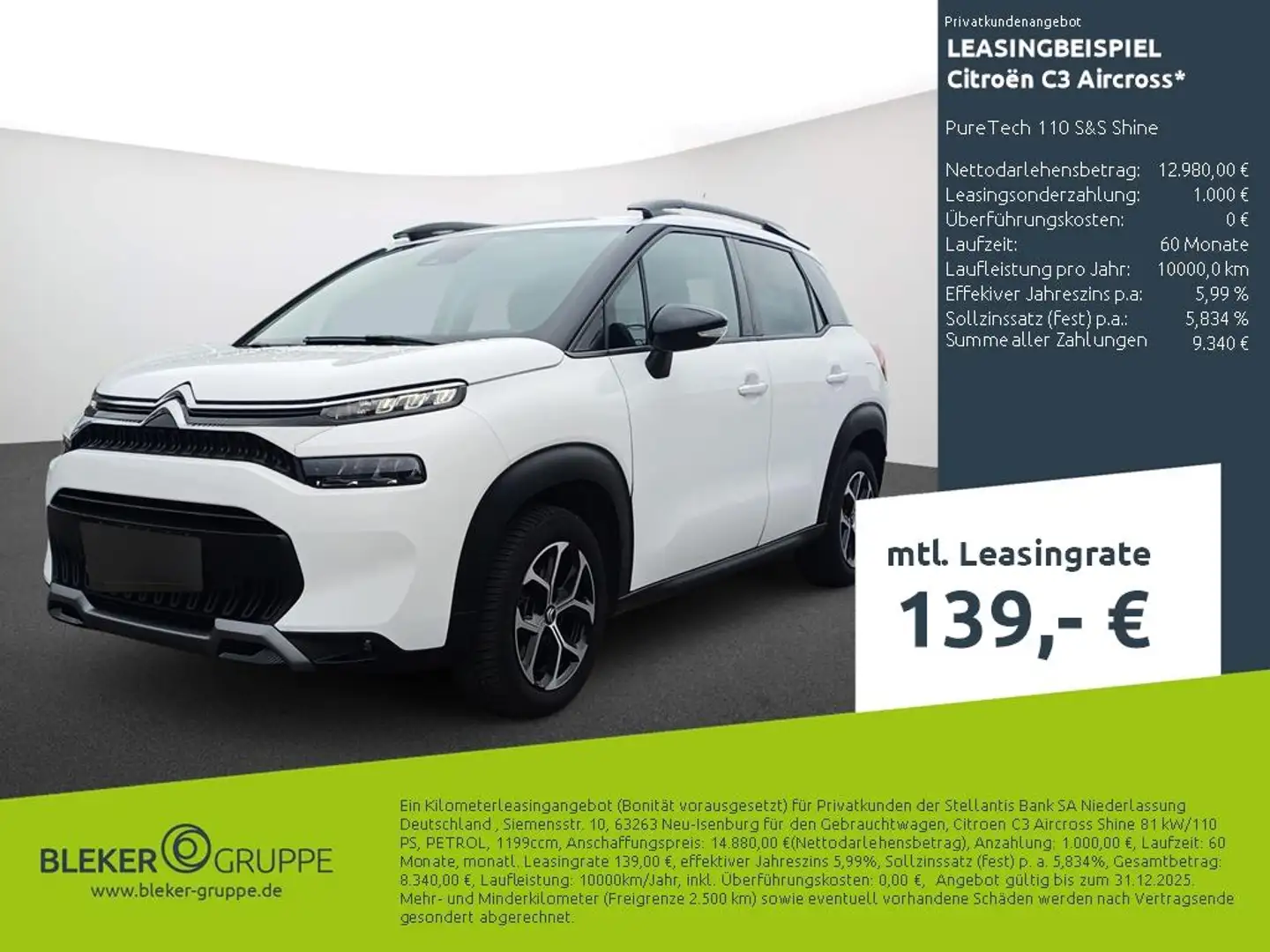 Citroen C3 Aircross PureTech 110 S&S Shine Blanc - 1