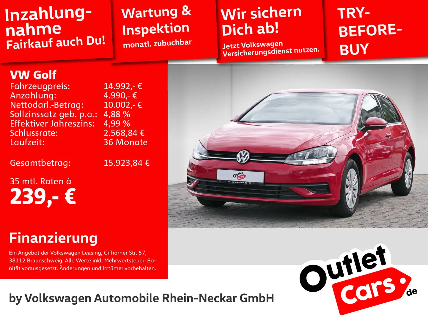 Volkswagen Golf VII 1.6 TDI Trendline Klima PDC Bluetooth u Rot - 1