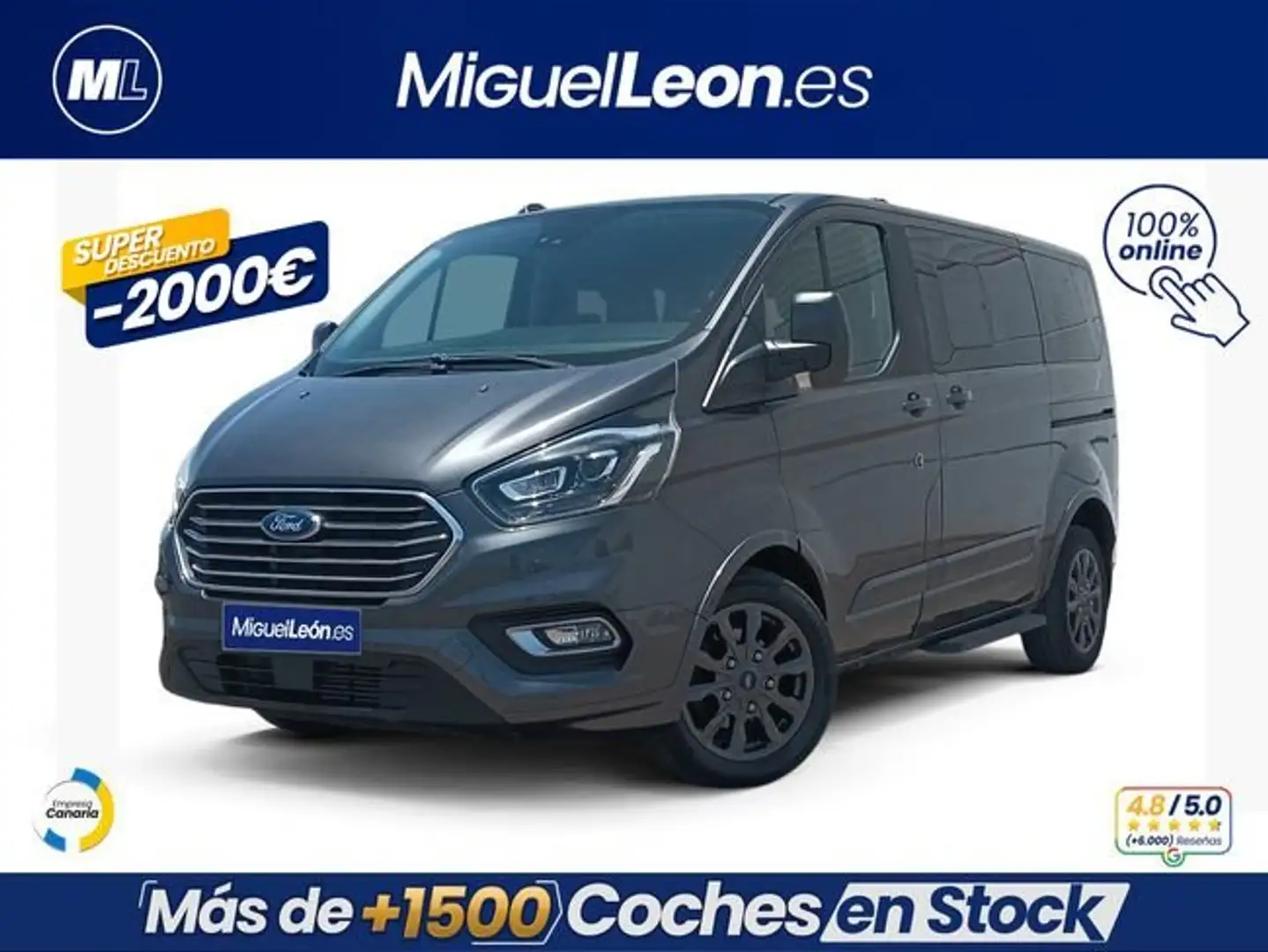 Ford Tourneo Custom 2.0 EcoBlue V362 130cv Gris - 1