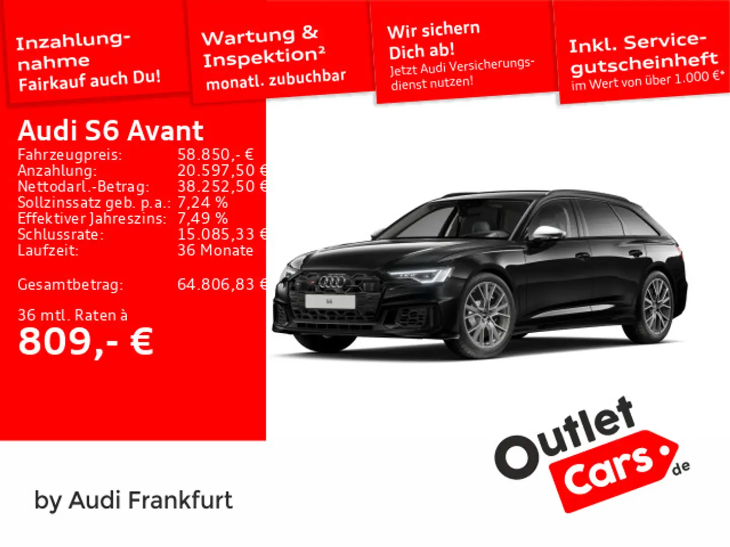 Audi S6 TDI quattro tiptronic LED B&O Navi HuD Schwarz - 1