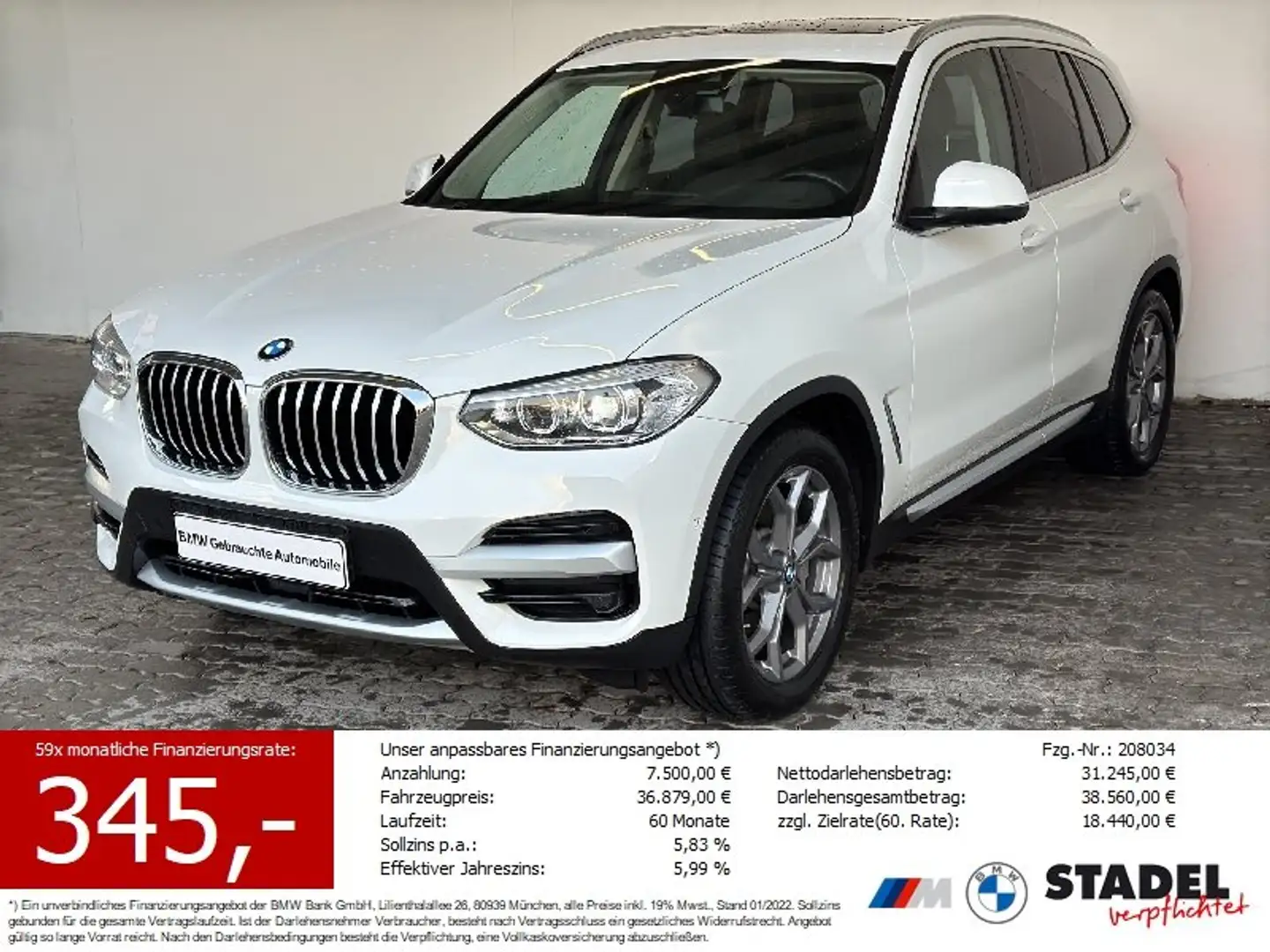 BMW X3 xDrive30i xLine Navi.LED.HuD.ACC.AHK.Pano.RFK Weiß - 1