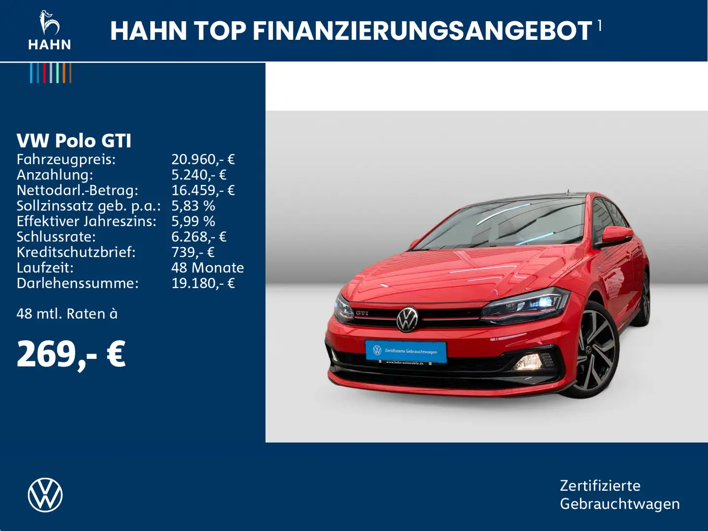 Volkswagen Polo GTI 2.0 TSI DSG Navi LED PanoDach Kamera Rot - 2