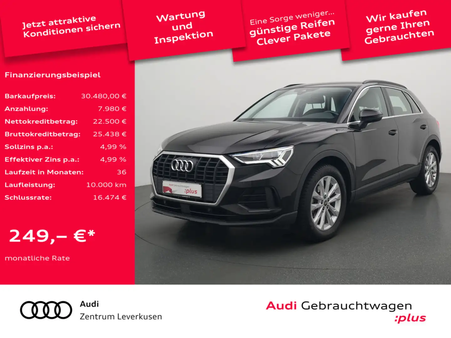 Audi Q3 S-TRON VIRT LED AHK SHZ PDC NAVI CARPLAY Schwarz - 1