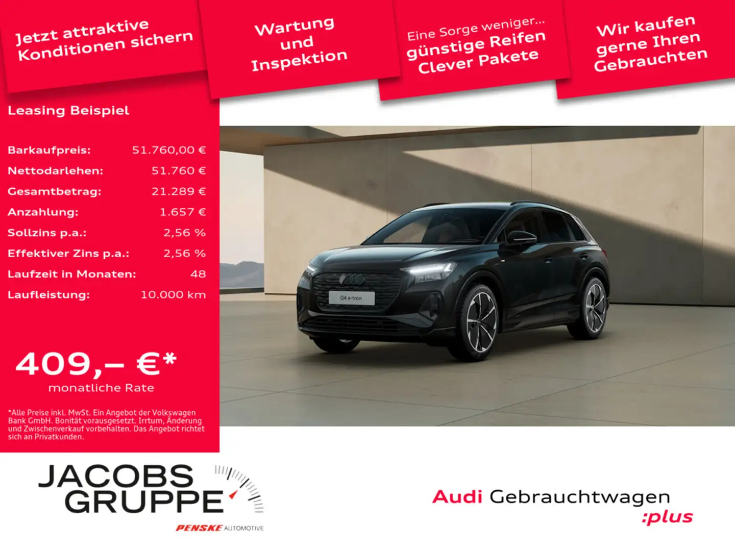 Audi Q4 e-tron 45 2xS line Edition/Matrix/Wärmepumpe/360°/Sonos/A Schwarz - 1