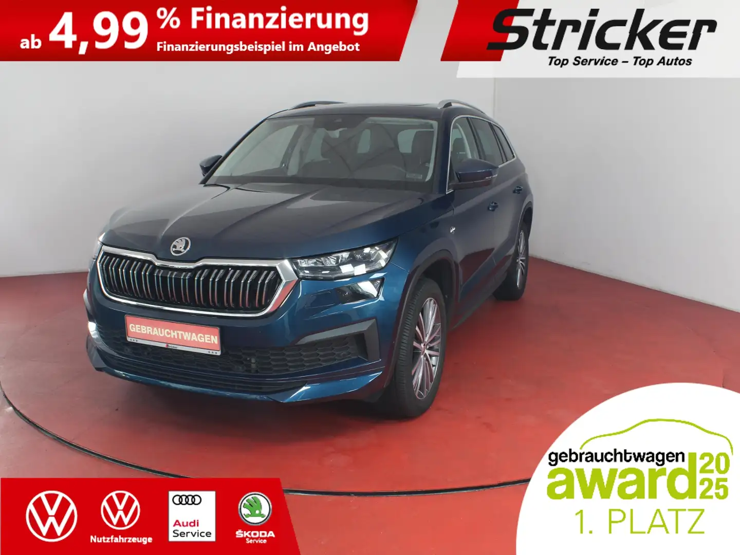 Skoda Kodiaq L&K 2.0TDI DSG 428,-ohne Anzahlung 4x4 Kamera Pan Blau - 1