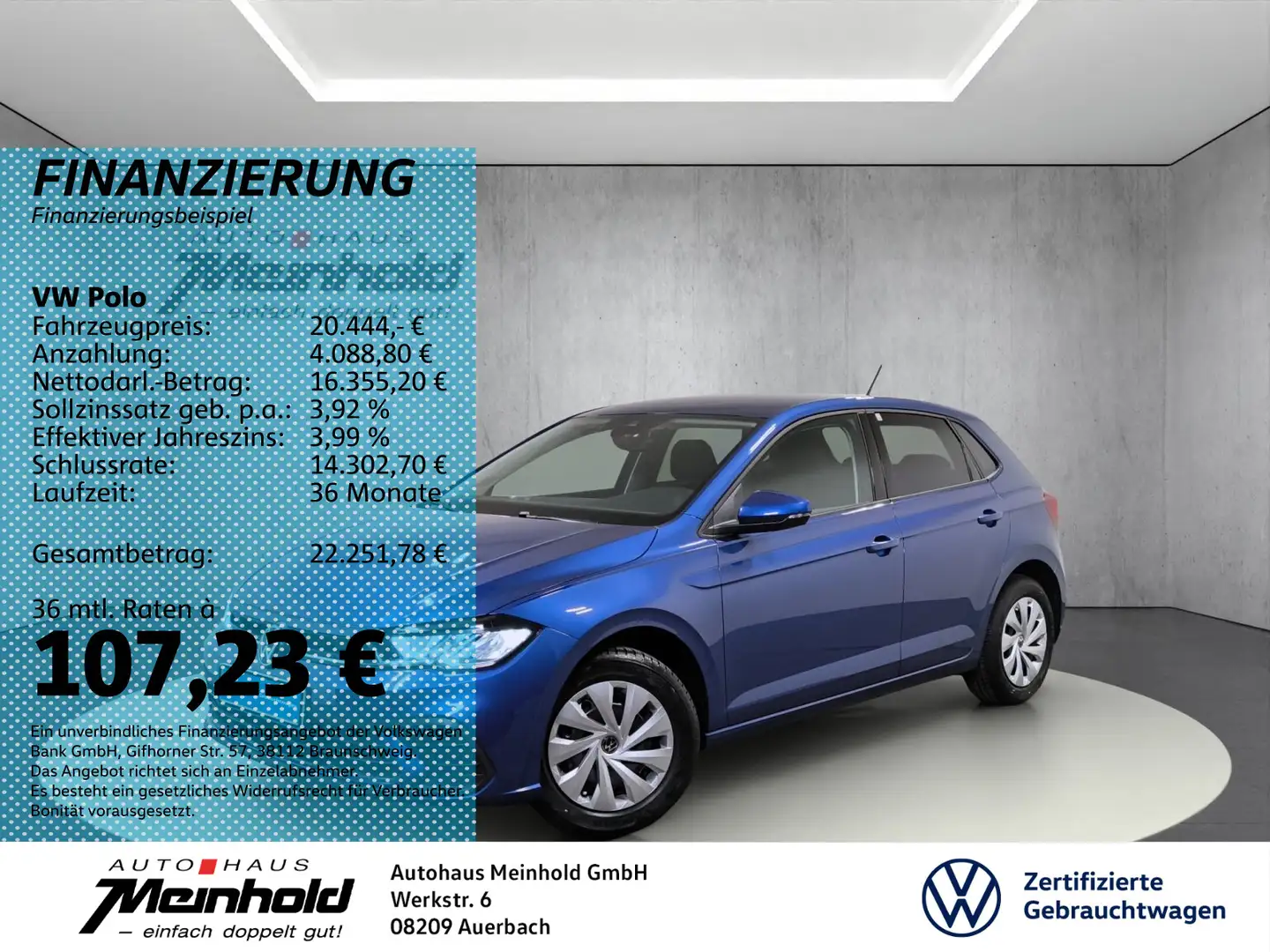 Volkswagen Polo 1.0 TSI Life, ACC, Navi, DAB, IQ.Drive Blau - 1