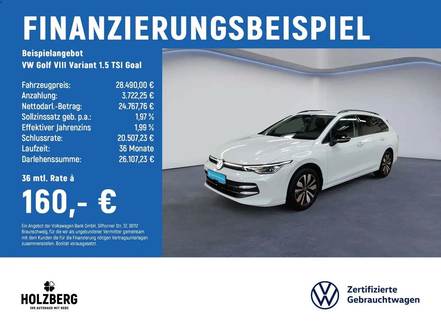 Volkswagen Golf VIII Variant 1.5 TSI Goal NAVI+LED+RFK Weiß - 2
