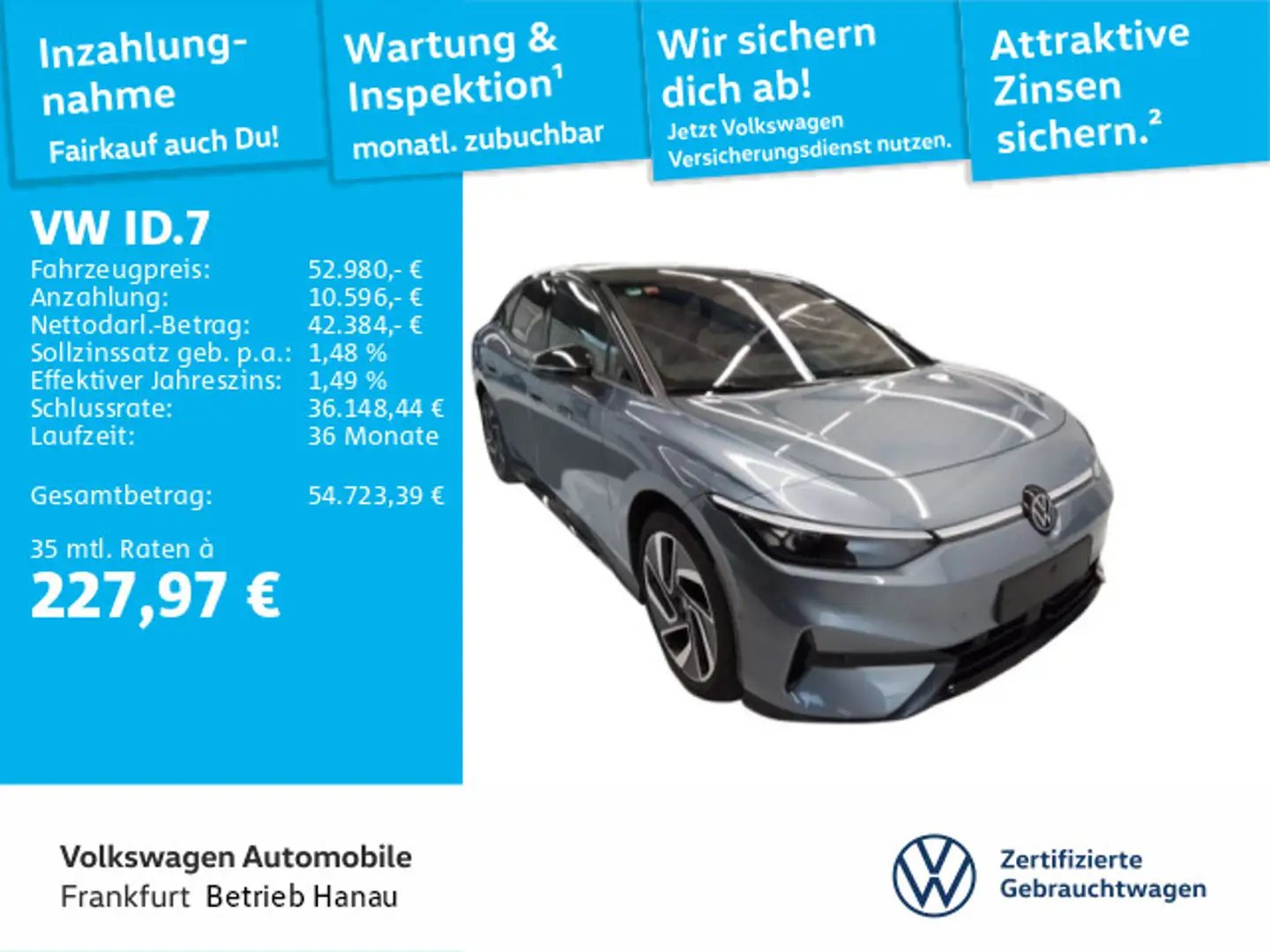 Volkswagen ID.7 Pro S MatrixLED AHK Travel Assist DAB+ Blau - 1
