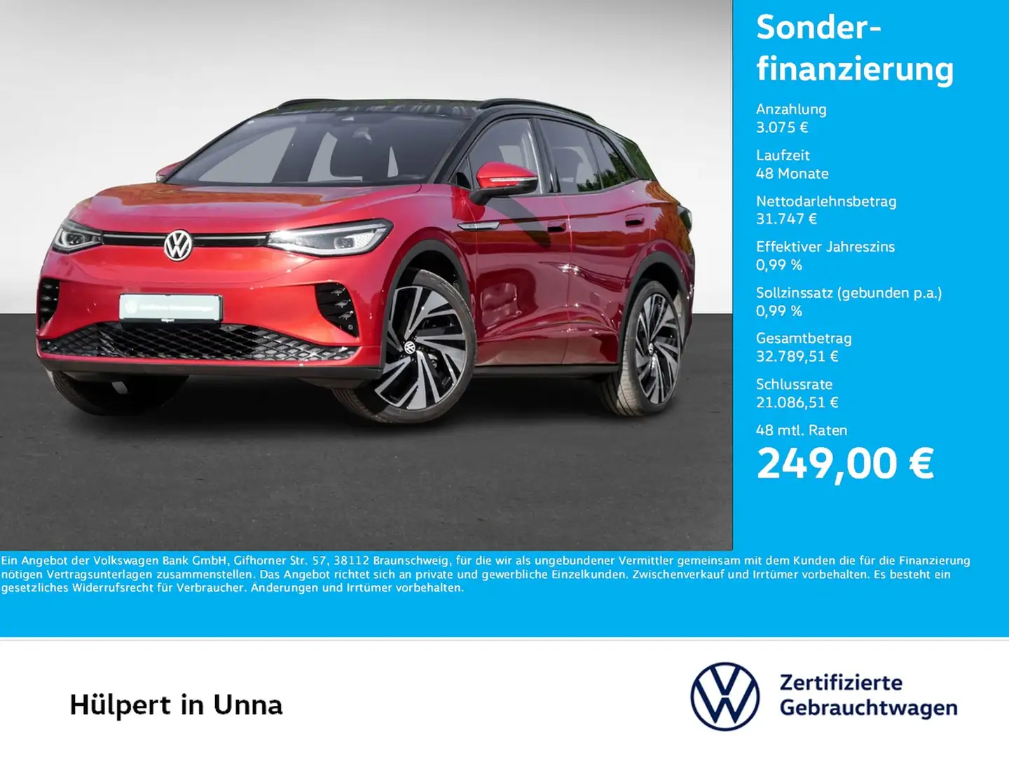 Volkswagen ID.4 GTX 4X4 WÄRMEPUMPE AHK CAM ACC LM21 NAVI Piros - 1
