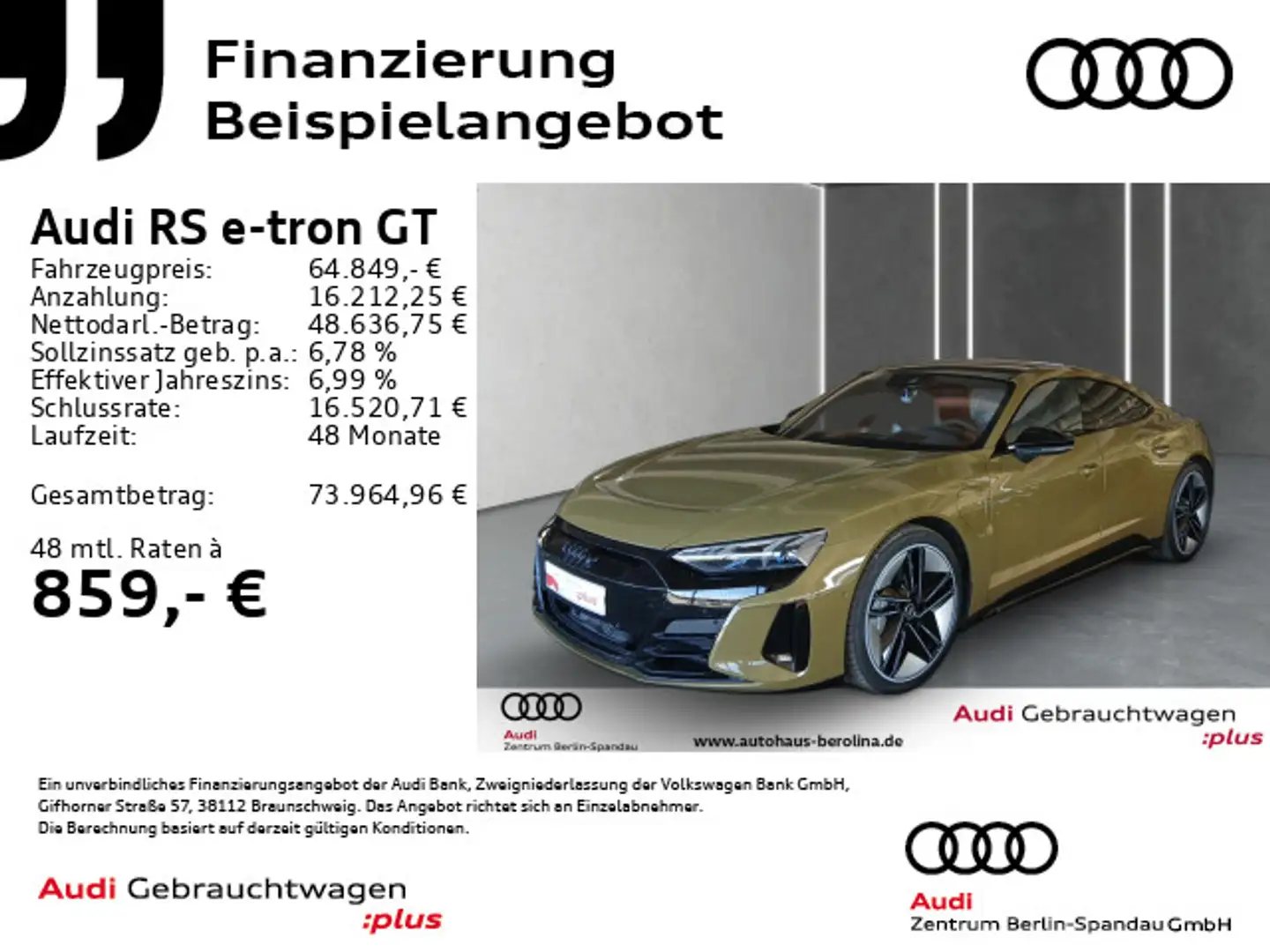 Audi RS e-tron GT *MATRIX*PANO*HuD*Assist+*LUFT*B&O* Grün - 1