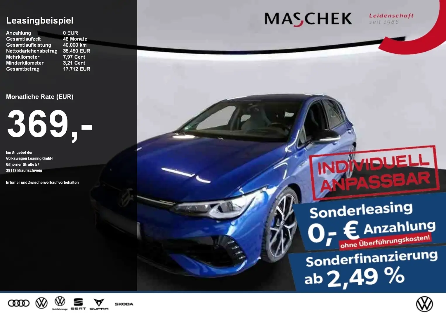 Volkswagen Golf R Performance Black DCC Matrix V-Max HUD ACC Rear Blau - 1