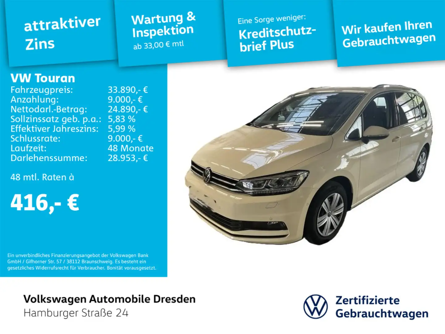 Volkswagen Touran Trendline TAXI 2.0 TDI DSG STHZG ACC SIDE Gelb - 1