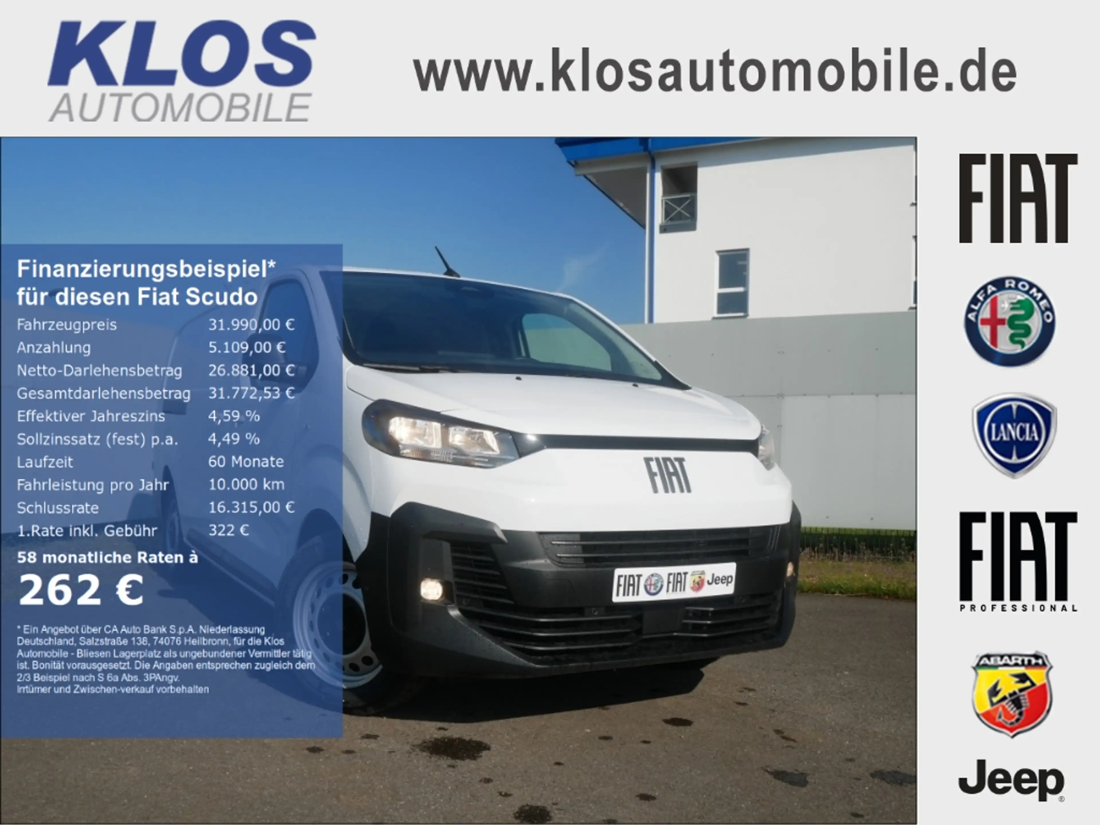 Fiat Scudo KAWA XL L3 2.2 150 PS MT6 COMFORT SURROUND VIEW