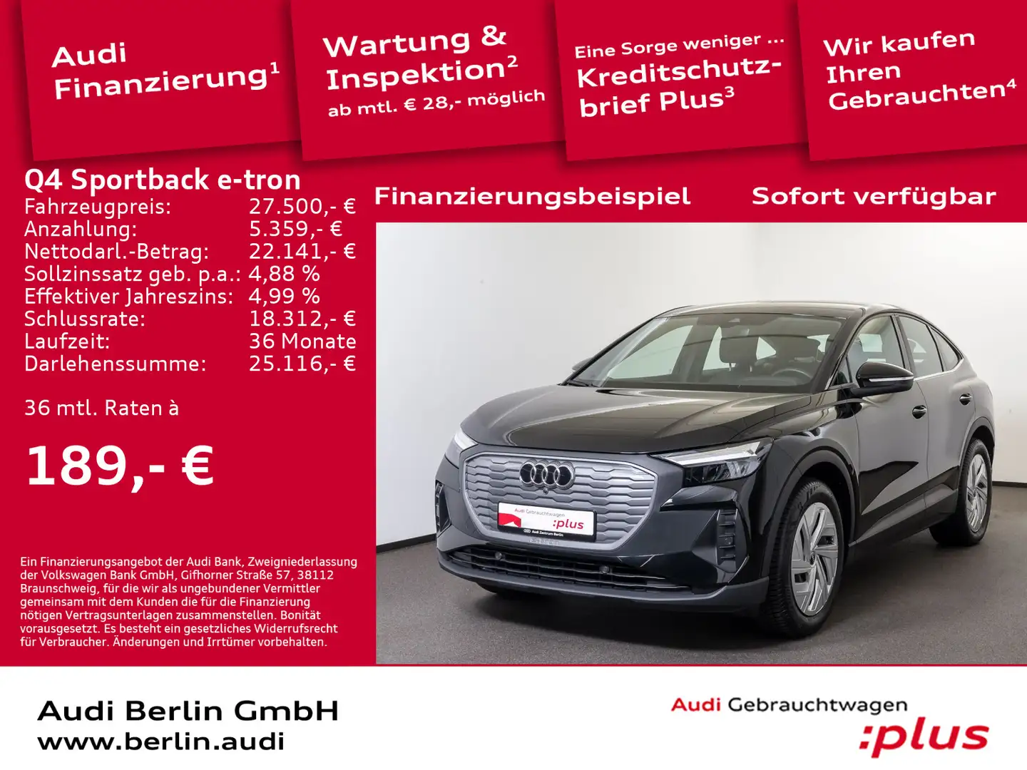 Audi Q4 e-tron Q4 Sportback 35 e-tron VIRTUAL NAVI LED Schwarz - 1