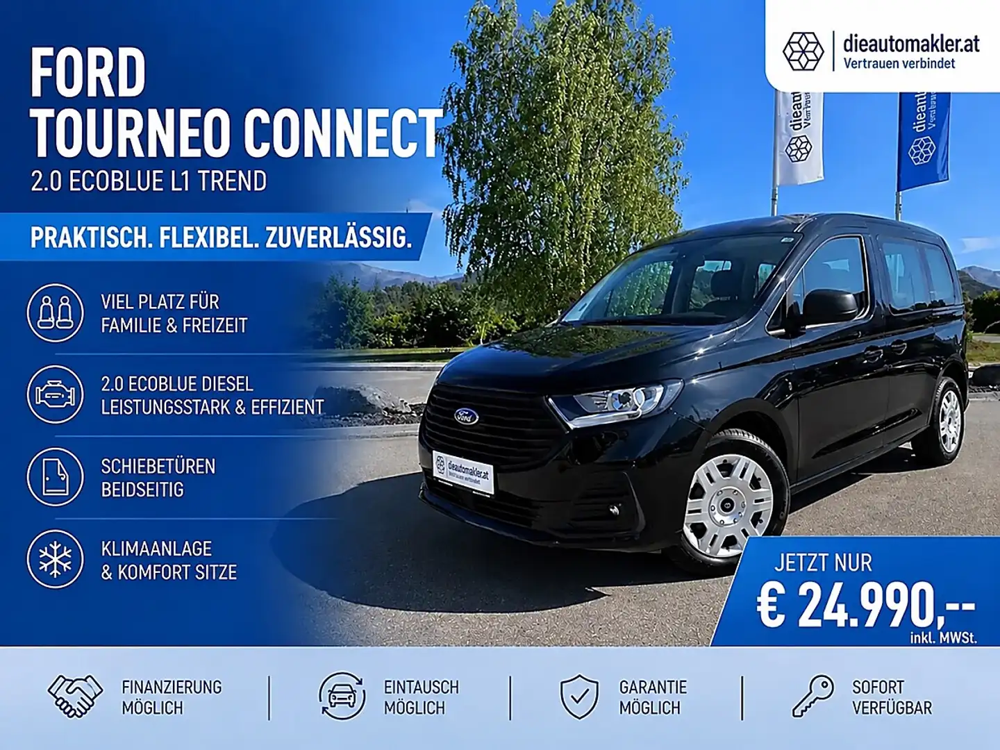 Ford Tourneo Connect Trend | Schiebetüren | Klima | Diesel Schwarz - 1