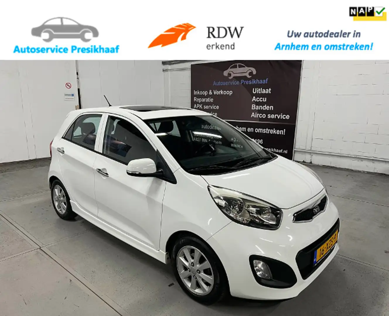 Kia Picanto 1.2 CVVT ISG Super Pack KEYLESS / SCHUIFDAK Blanc - 1