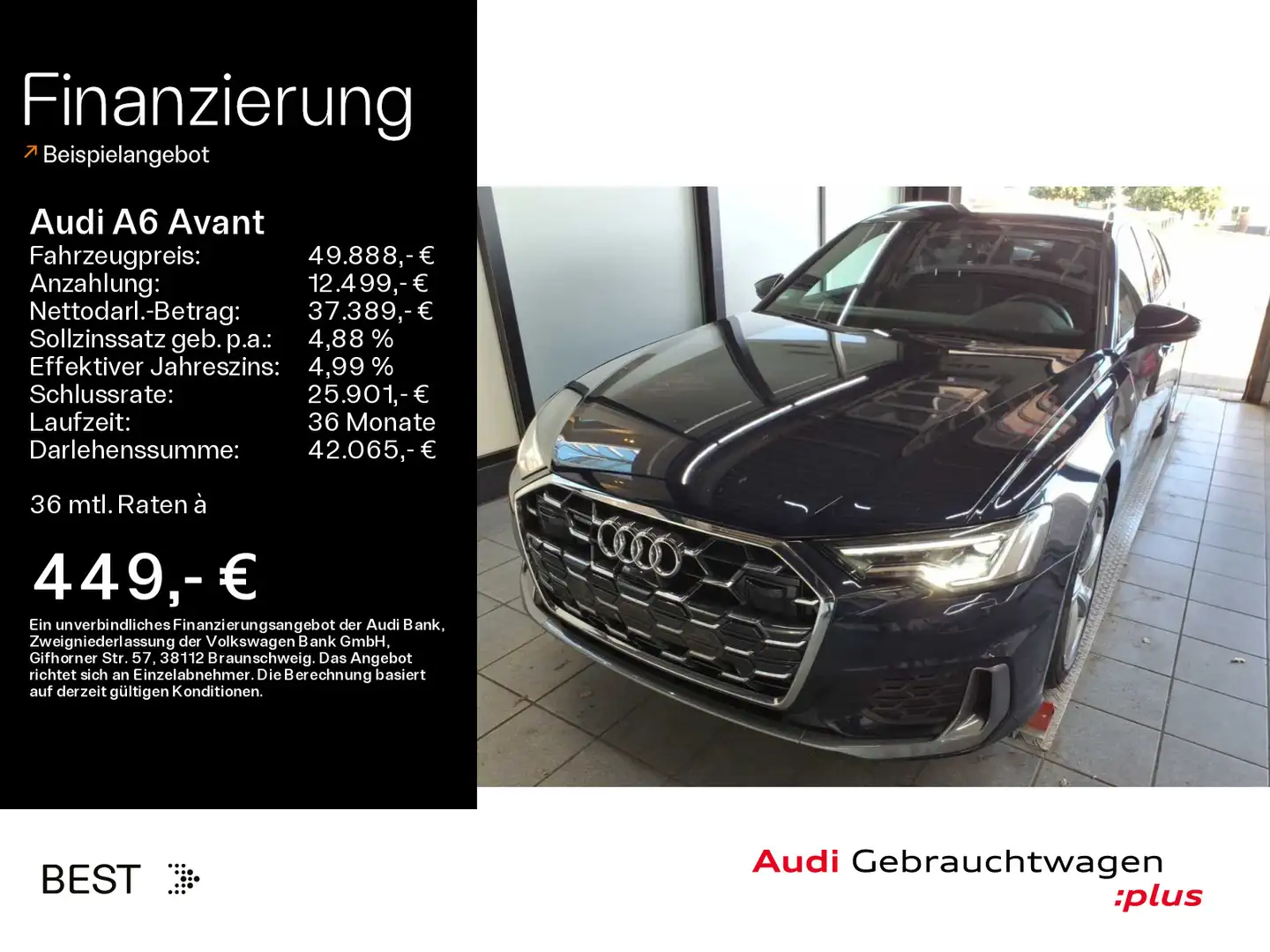 Audi A6 S line 45 TDI qu. Tour*AHK*Stndhzg*Kame Blau - 1