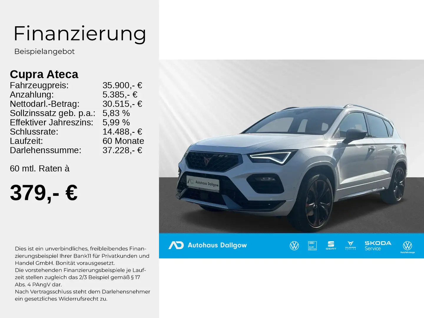 CUPRA Ateca 2.0 TSI DSG ACC+ RFK+ LED+ Sitzheizung+PDC Blanco - 2