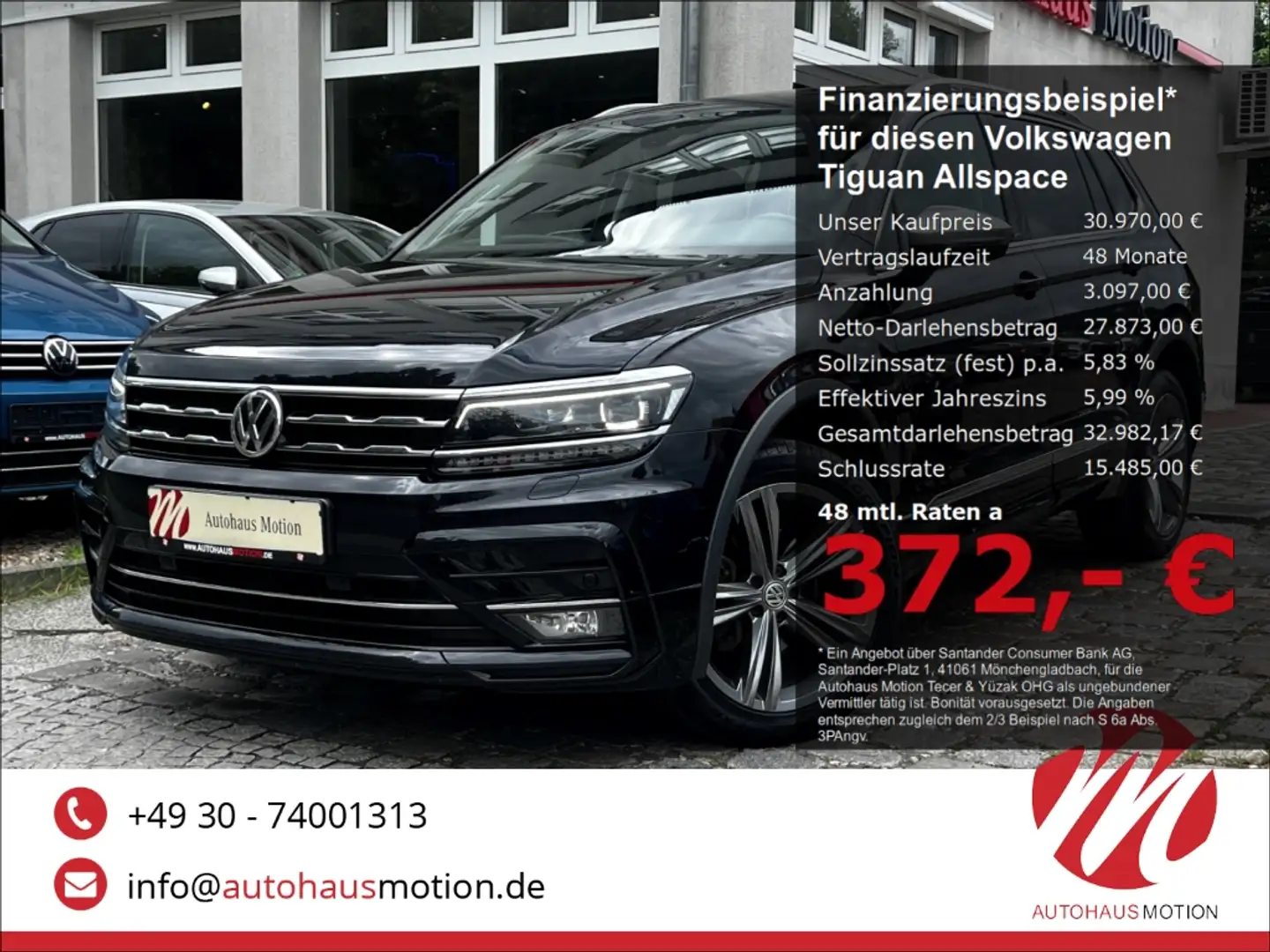 Volkswagen Tiguan Allspace R-line United 2.0 TDI LED PANO PDC NAVI 7-SITZER Schwarz - 1