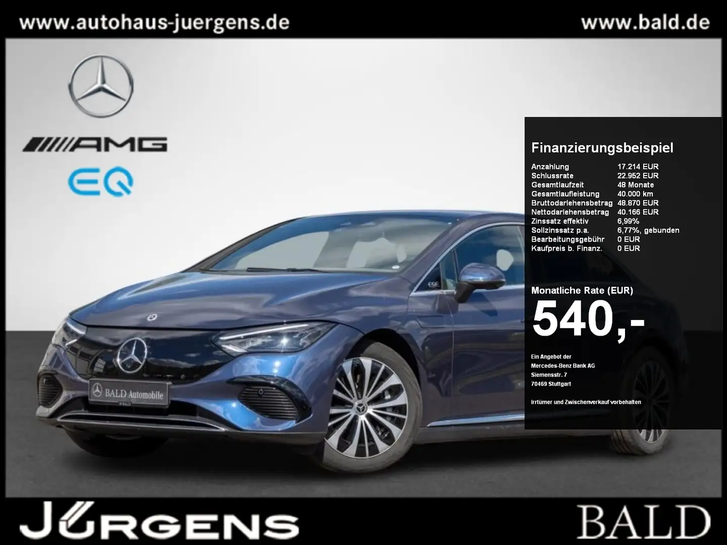 Mercedes-Benz EQE 300 Wide/Digital/Pano/Burm3D/360/HUD/AIR/19" Niebieski - 1