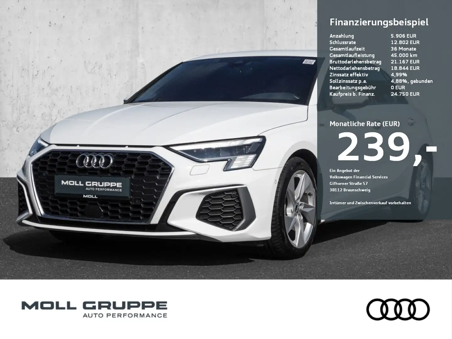 Audi A3 Sportback S line 30 TFSI S tronic Virtuell NAVI Pl Weiß - 1