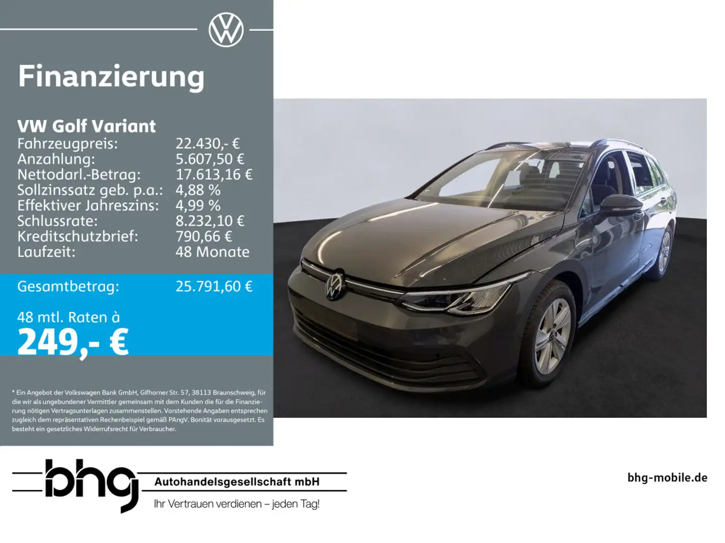 Volkswagen Golf Variant 2.0 TDI SCR Life BusinessPremium AC Grau - 1
