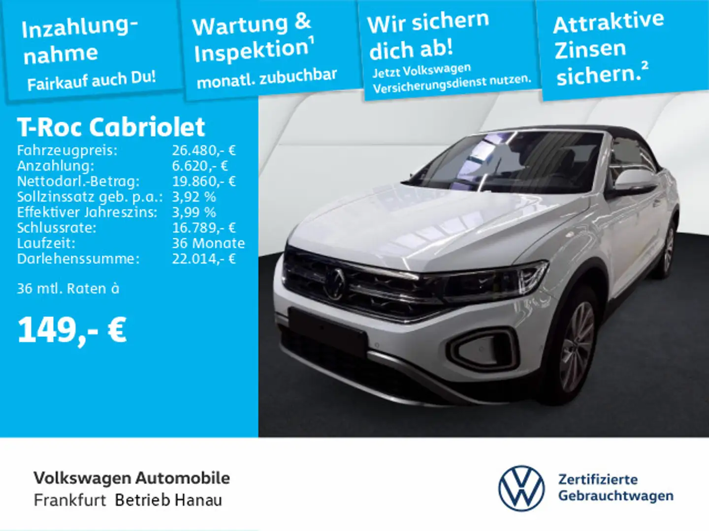 Volkswagen T-Roc 1.0 TSI Style FrontAssist LEDPlu Weiß - 1