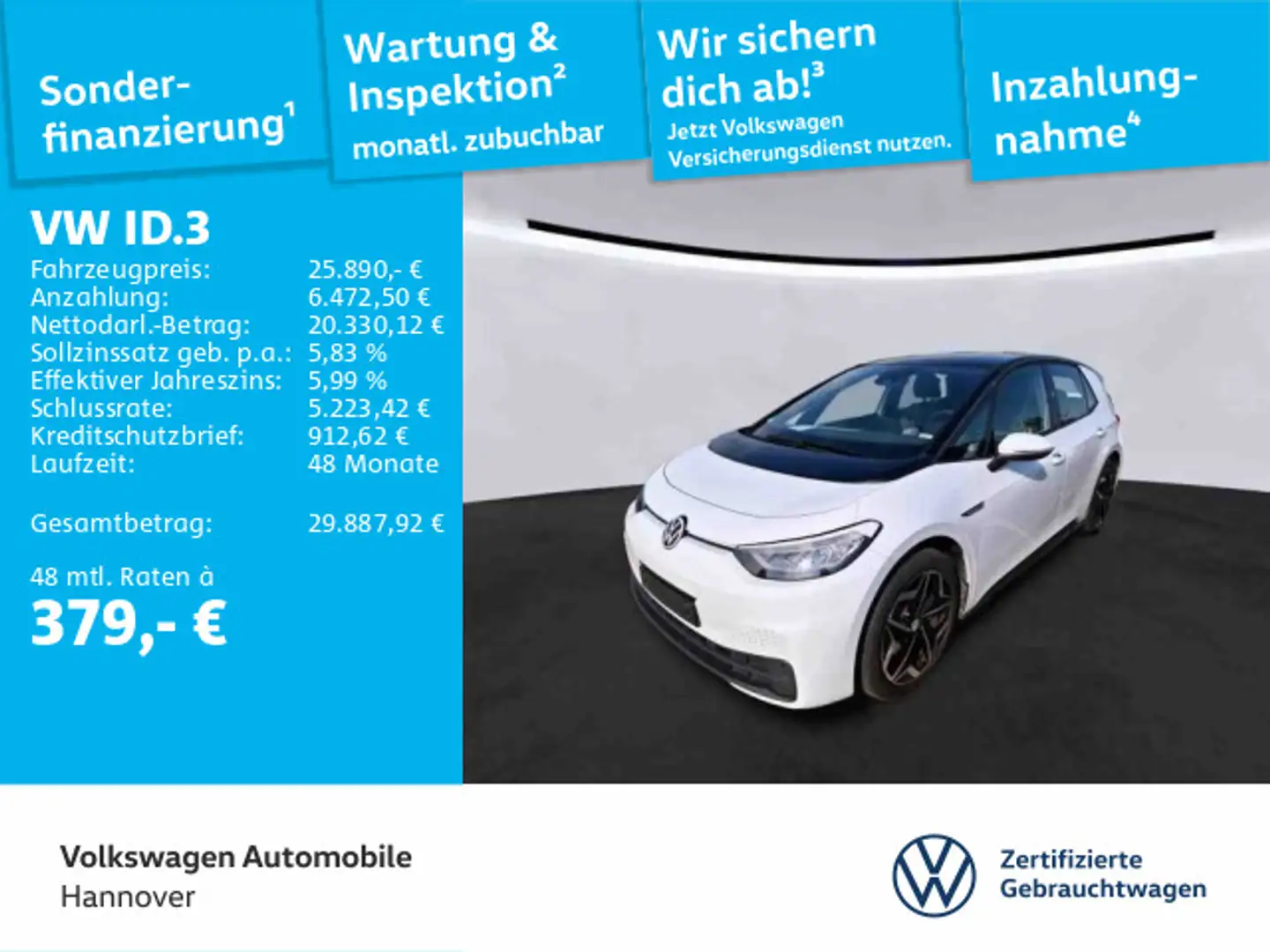 Volkswagen ID.3 Pro S Navi Kamera WP LED SHZ PDC Weiß - 1