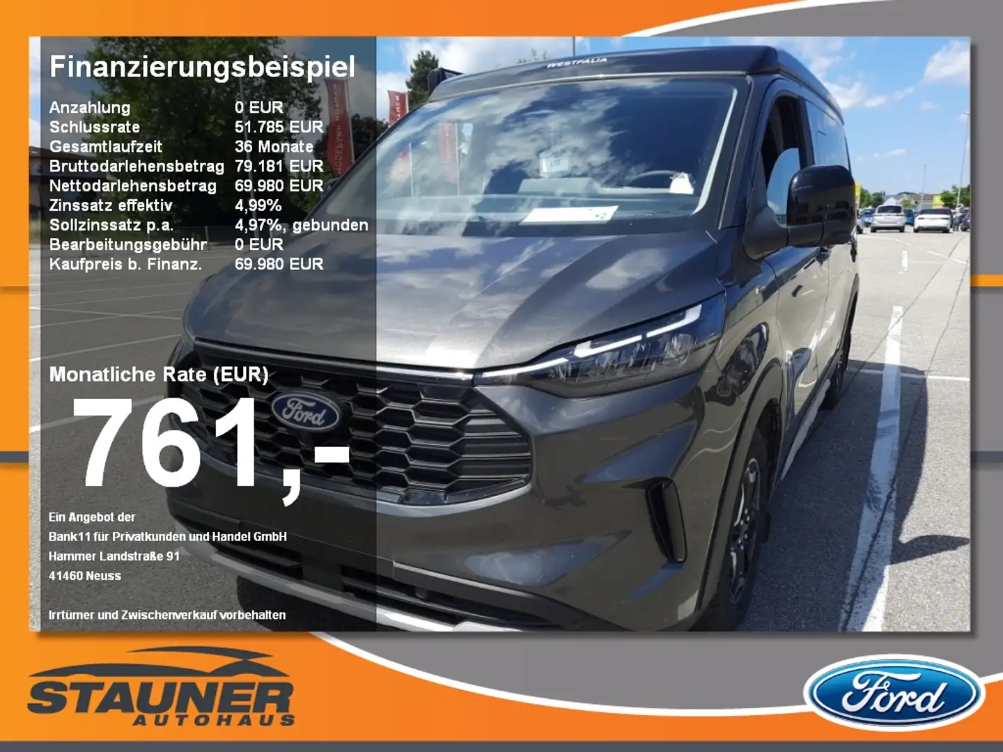 Ford Tourneo Custom Nugget Active 2.0 EcoBlue 320L1 Gris - 1