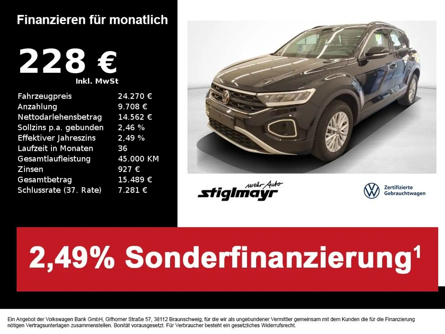 Volkswagen T-Roc Life 1.0 TSI +Standheizung+ Negro - 1