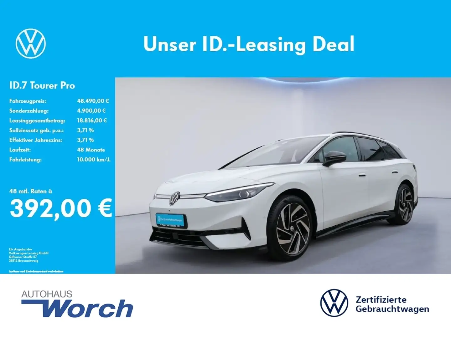 Volkswagen ID.7 Tourer Pro KAMERA+AHK+HEAD-UP+MATRIX Weiß - 1