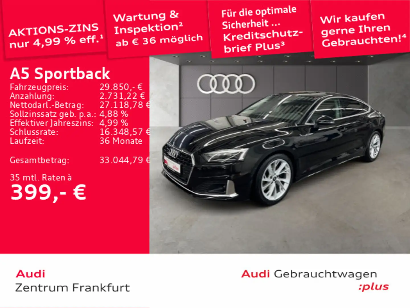 Audi A5 35 TFSI advanced S tronic Navi Temp Schwarz - 1