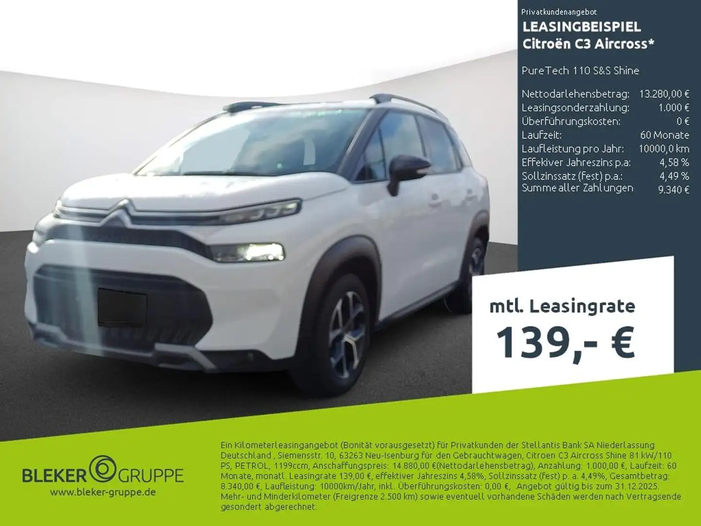 Citroen C3 Aircross PureTech 110 S&S Shine Blanc - 1