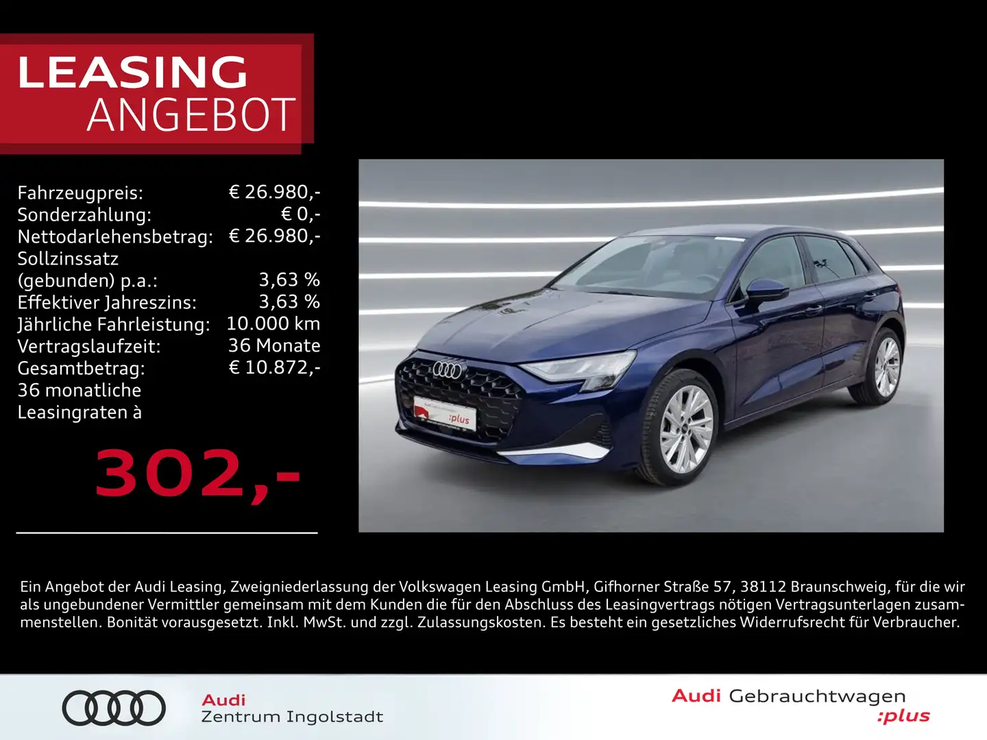 Audi A3 Sportback 30 TFSI ACC NAVI virtual Advanced Blau - 1
