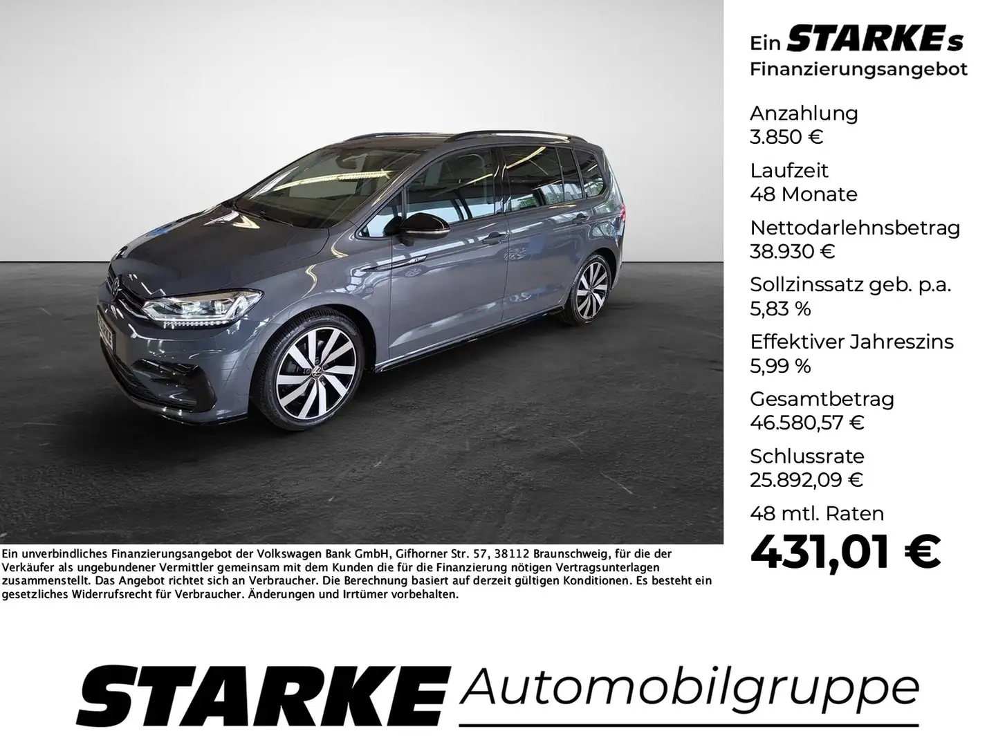 Volkswagen Touran 2.0 TDI DSG R-Line AHK Navi LED Digital Cockpit... Zwart - 1