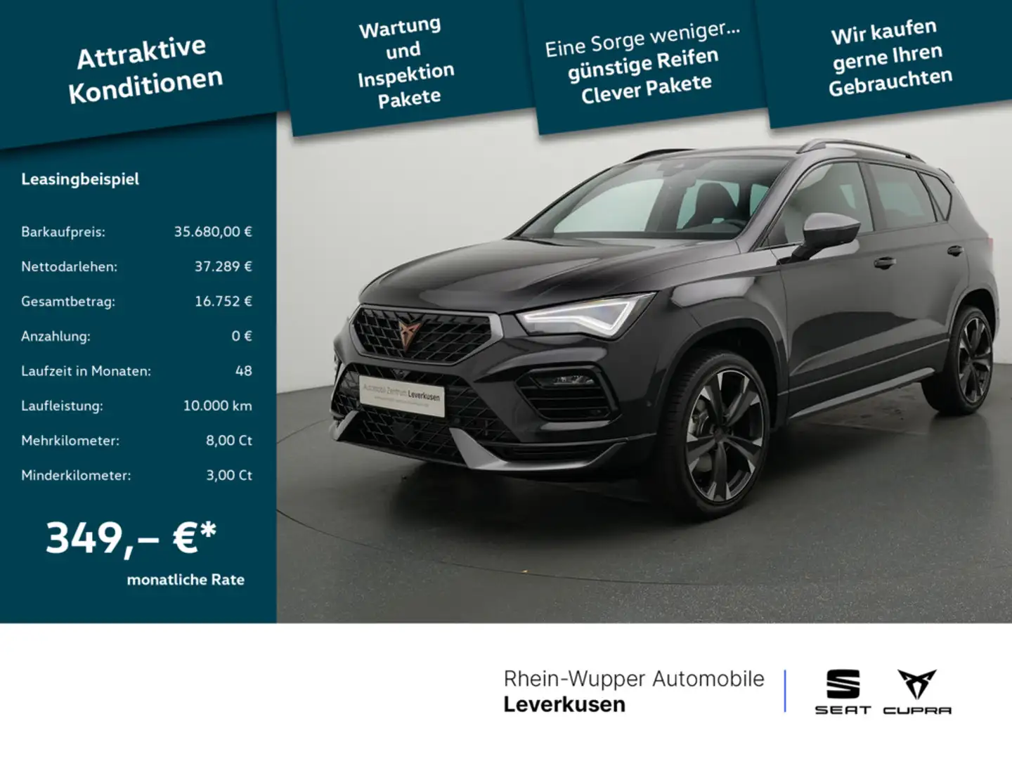 CUPRA Ateca TSI DSG PANO LED ACC KAM AHK NAVI VIRT Schwarz - 1