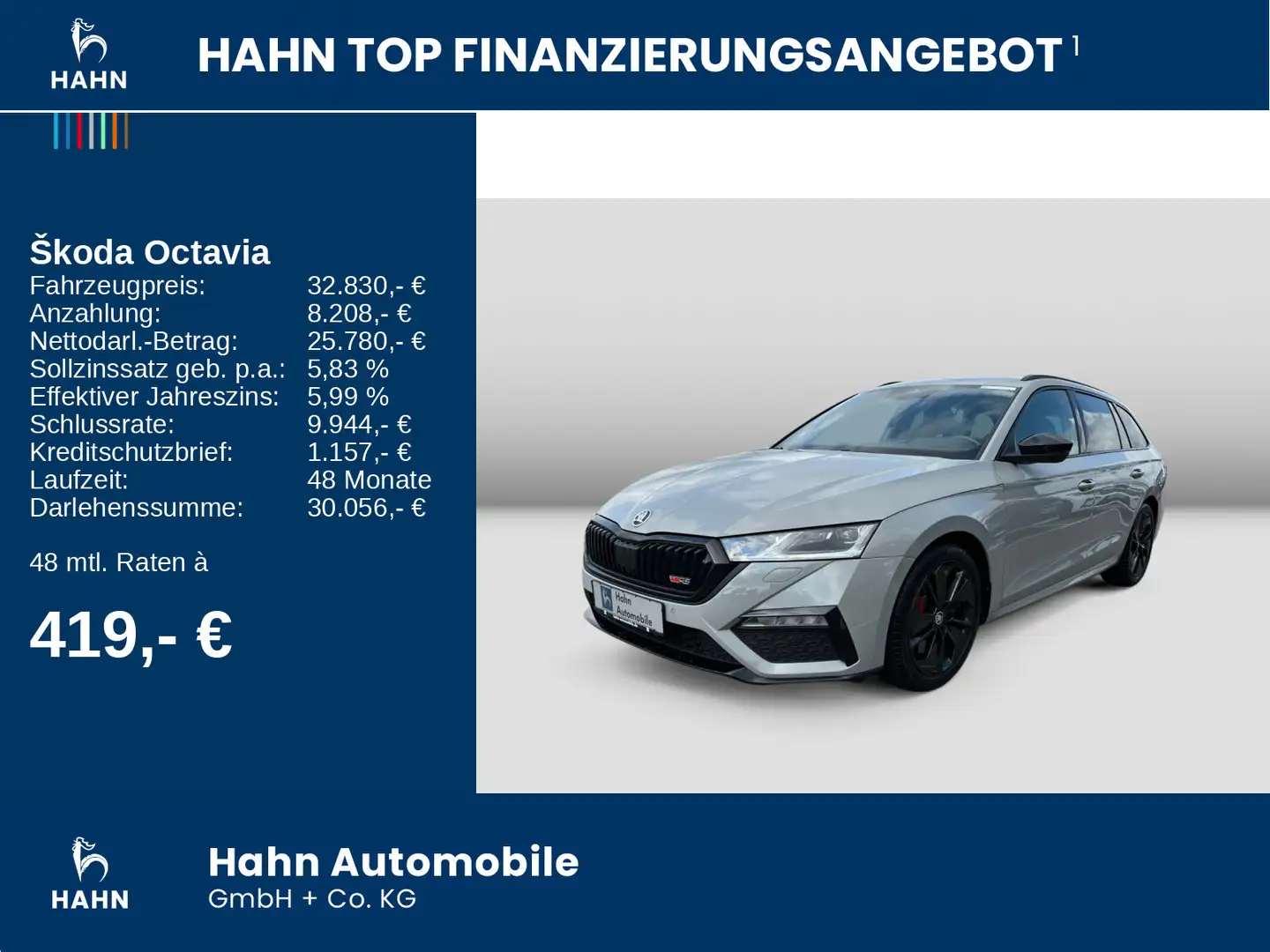 Skoda Octavia Combi RS 2.0TSI DSG Navi AHK LED HUD SHZ Grau - 2