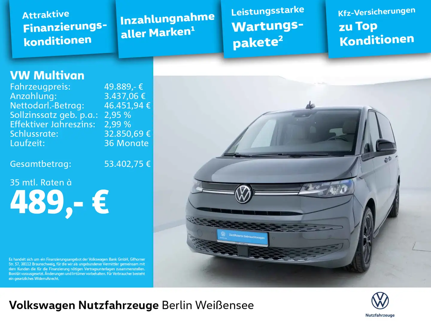 Volkswagen T7 Multivan T7 Multivan 2.0 TDI*DSG*7-SITZ*APP*NAV*RFK*ACC* Grau - 2
