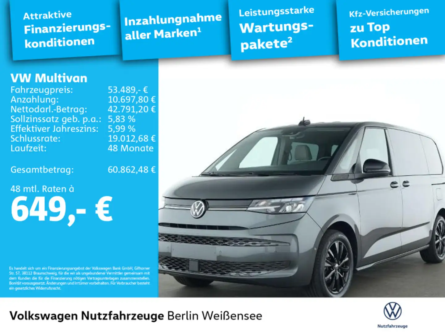 Volkswagen T7 Multivan T7 Multivan 2.0 TDI*DSG*7-SITZ*APP*NAV*RFK*ACC* Grau - 2