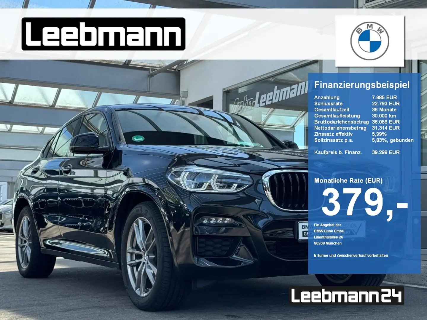 BMW X4 xDrive20d M-Sportpaket RFK 2 JAHRE GARANTIE Schwarz - 1