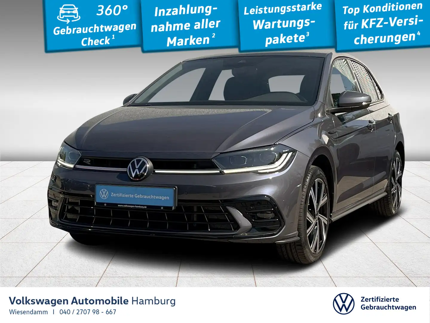 Volkswagen Polo R-Line 1.0 TSI DSG LED/NAVI/KAMERA/SITZHZG. Grau - 1