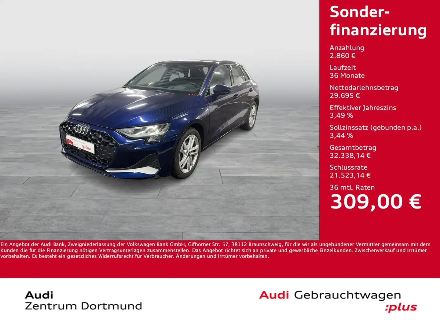 Audi A3 Sportback 35 advanced NAVI+ KAMERA ACC Blau - 1