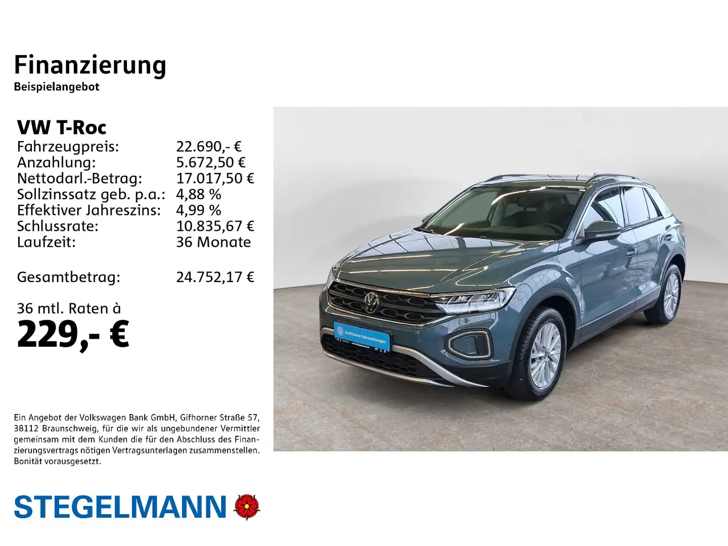 Volkswagen T-Roc 1.0 TSI Life *LED*App-Connect*Sitzheizung* Blau - 2
