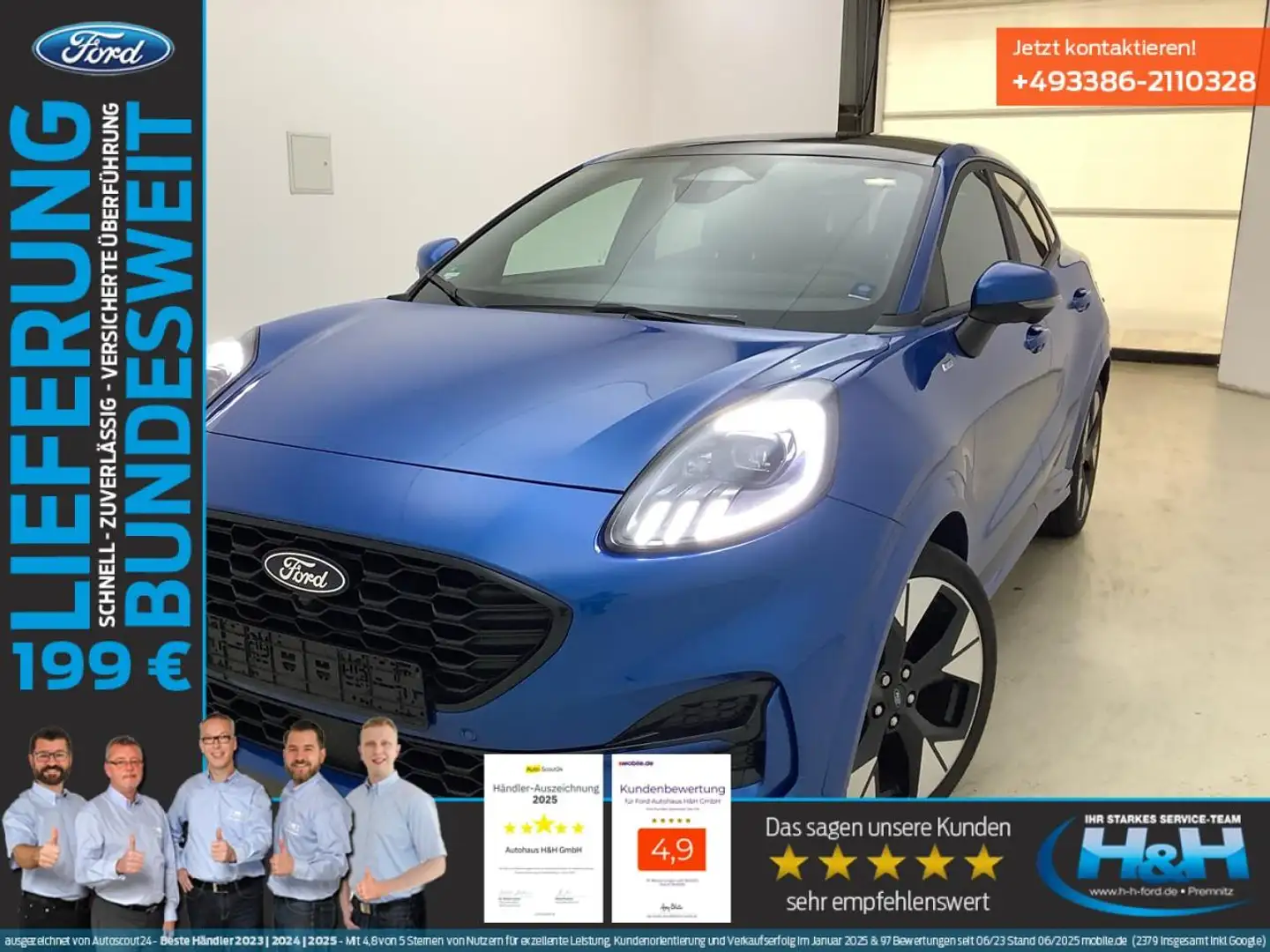 Ford Puma 1.0 Aut M-Hybrid ST-LineX KomfortPaket+Pano Blau - 1